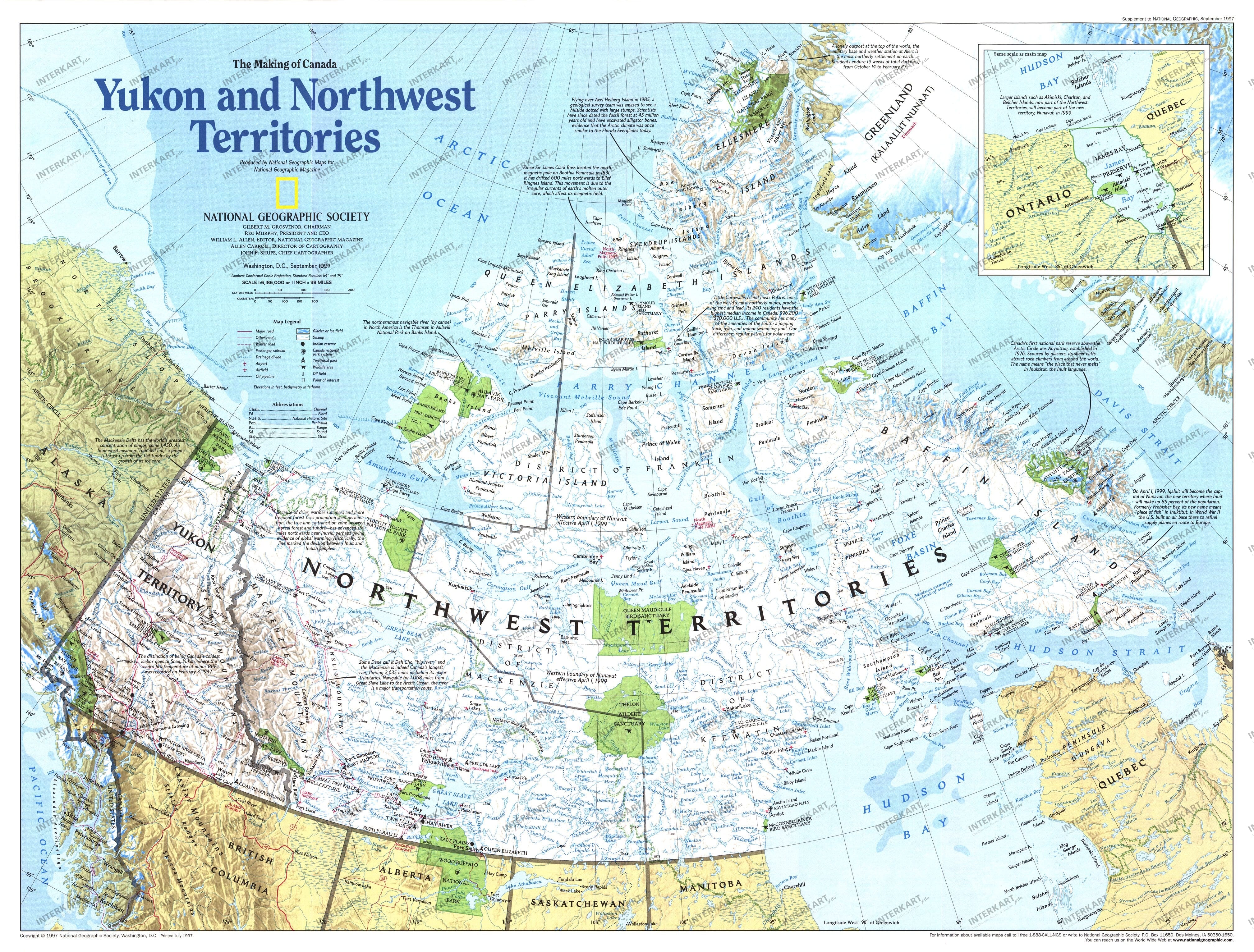 1997 Yukon And Northwest Territories Map from National Geographic