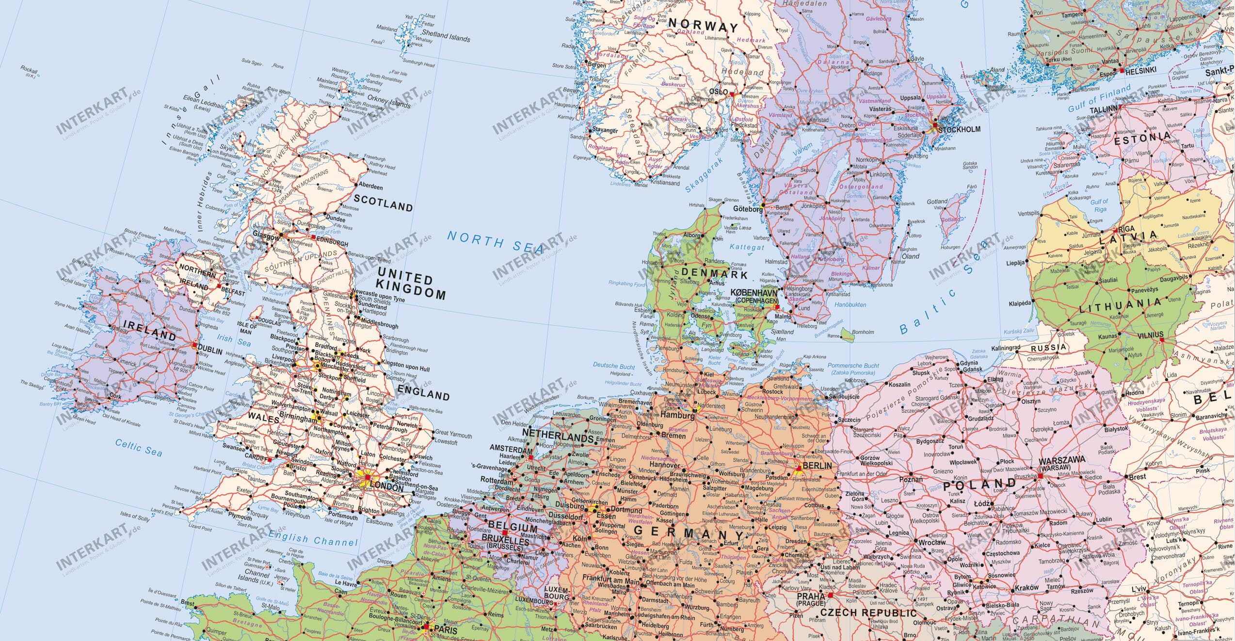 Europakarte nach dem Brexit, ohne UK