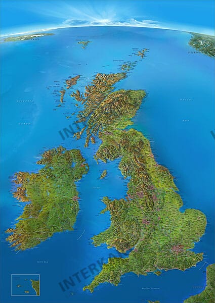 Panorama Landkarte der Britischen Inseln
