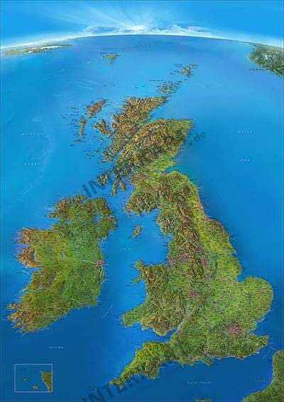 Panorama Landkarte der Britischen Inseln